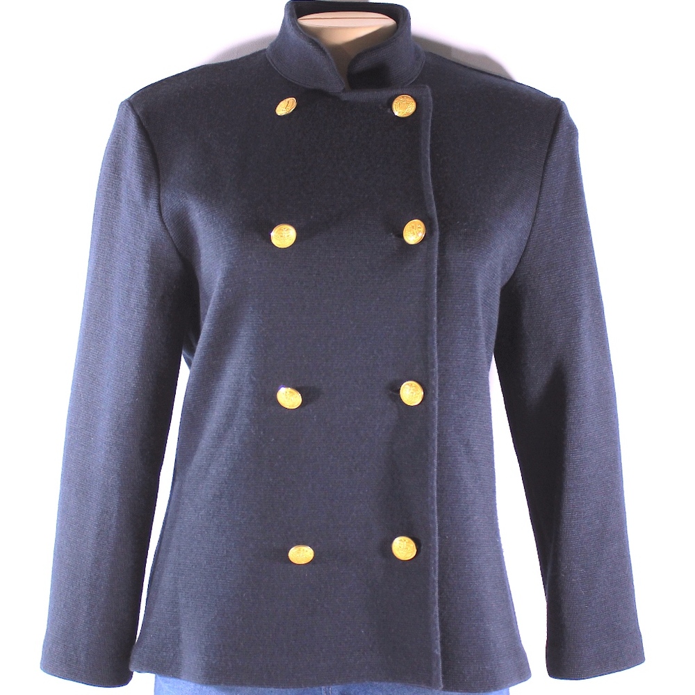 LAUREN Ralph Lauren Navy Nautical Jacket Petite M
